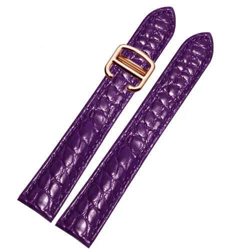 PEIYI цветной ремешок из крокодиловой кожи для мужчин и женщин, роскошный двуххвостый браслет, сменный ремешок для часов Cartier - Цвет ремешка: purple rose gold