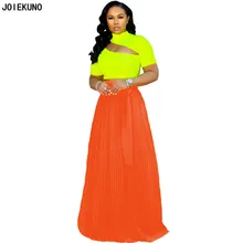 JOIEKUNO однотонная Высокая уличная модная длинная юбка женские юбки mujer moda Сексуальная Modis кнопка женские вечерние плиссированные юбки CY8137