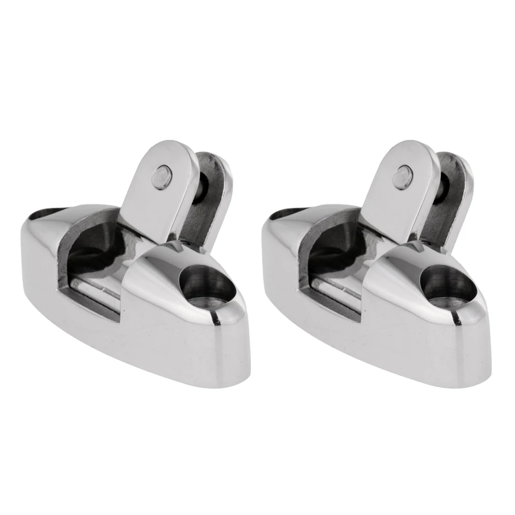 1 Pair Stainless Steel Swivel Deck Hinge with Rubber Pad Bimini Top Fitting