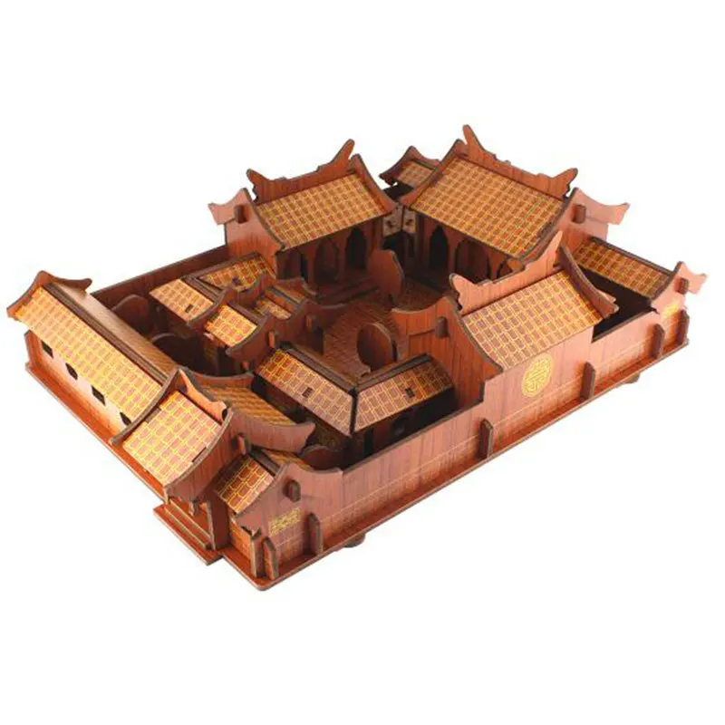

Wood 3D Puzzle Model Educational Assembled Model Courtyard Architecture Model Creative Gift Home Furnishings