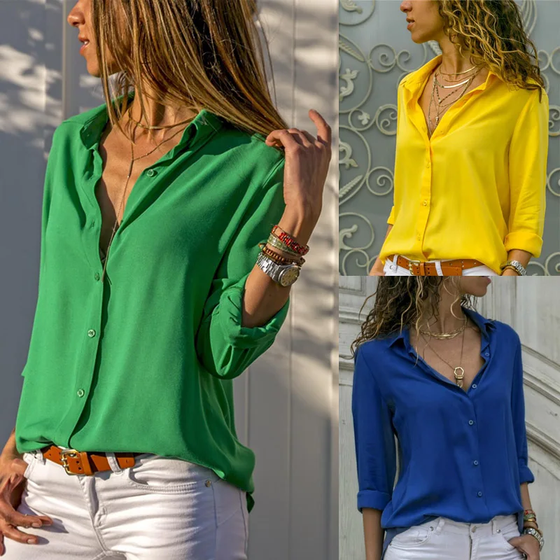 

Women Chiffon Blouse 2019 Top Spring Autumn Turn Down Collar Shirt Casual Floral Stripe Office Tops and Blouses Plus Size XXXL