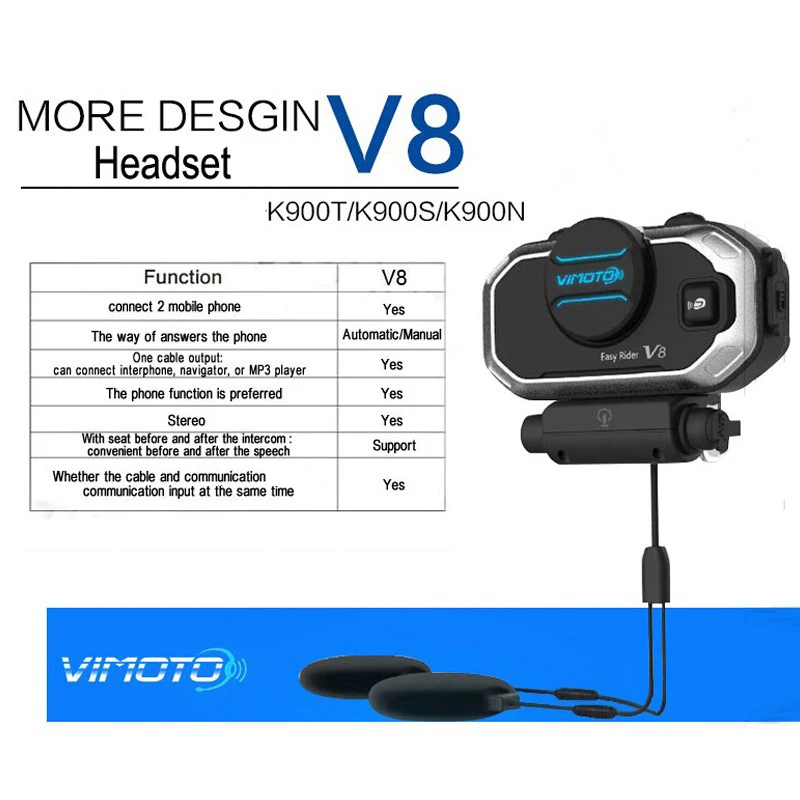 heel veel Conserveermiddel Coöperatie Vimoto Helmet Bluetooth Headset | Intercom Moto Bluetooth 6 Rider - Easy  Rider V8 - Aliexpress
