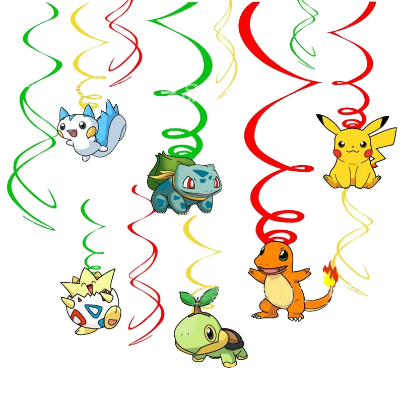 Pokemon 1 комплект Микки подвесные колпаки на день рождения Минни спиральное украшение для маленьких мальчиков мультяшная Вечеринка потолок DIY украшения баннер для детей - Цвет: Pokemon