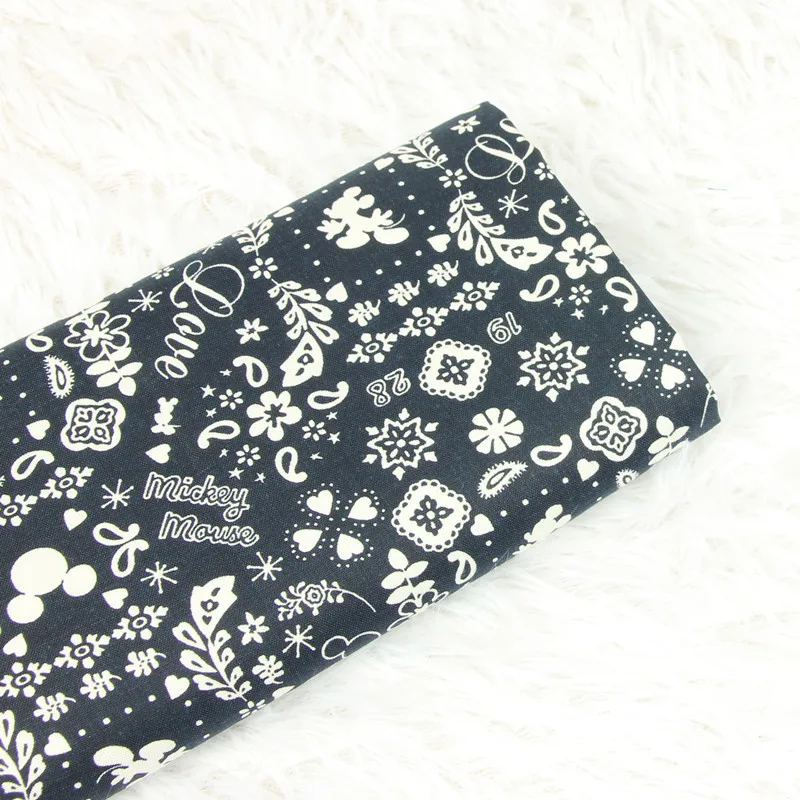 Полуметровая однотонная хлопковая ткань с рисунком Микки, швейное изделие для сумки ручной работы, хлопок, CR-4