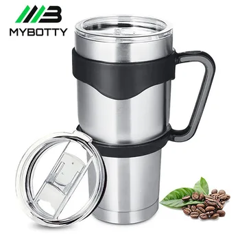 

MYBOTTY Stainless Steel Tumbler Cup With Handle Lid Double Wall Vacuum flask Thermoses Ice Water Cup Beer Coffee Wine Drinkware