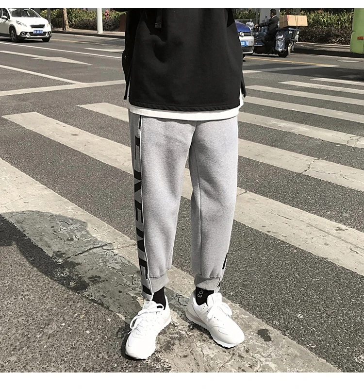 Plus Velvet Thick Joggers Pants Men's Fashion Letters Printed Casual Sweatpants Men Street Wild Hip Hop Loose Trousers Mens