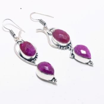 

Ruby Silver Overlay on Copper Earrings, 60 mm , E4457