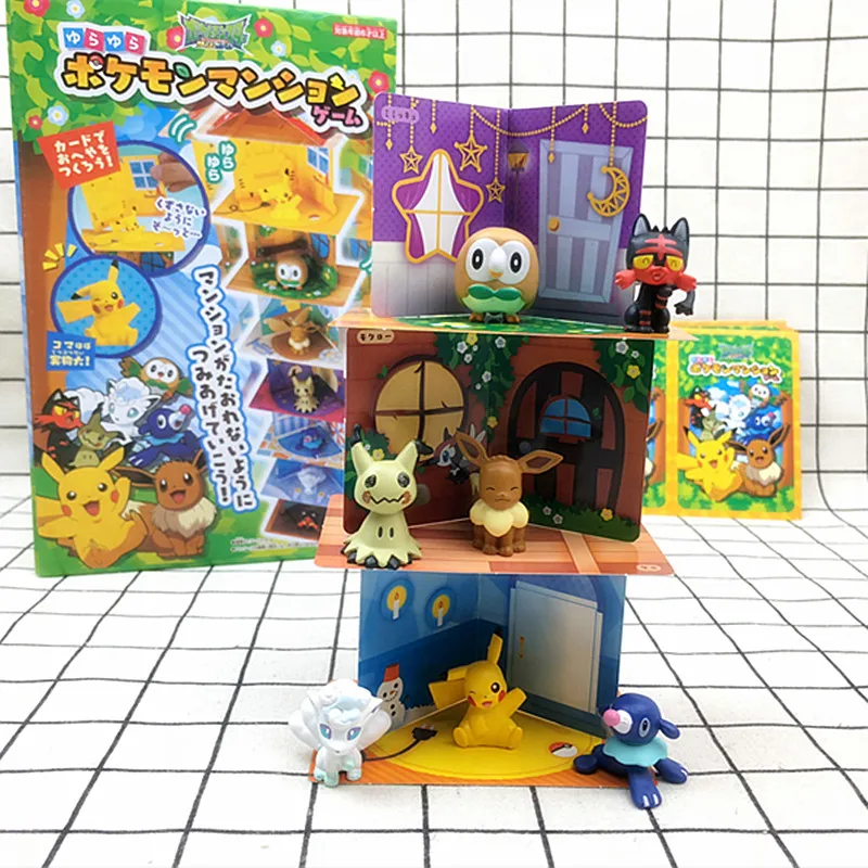 

Takara Pikachu Eevee Vulpix Rowlet Mimikyu Litten Popplio Figure Dolls Toy DIY House POKEMON Action Figure Kids Gift