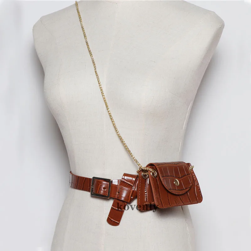Vintage Waist Bag Lipstick Purse Bolsa Feminina Women Mini Crossbody Bag Pu leather Shoulder Bags Fashion Belt Bags For Women - Цвет: Brown waist bag