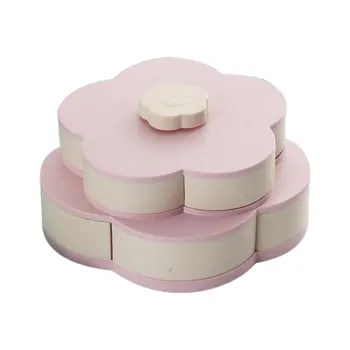 

Bloom Snack Box Creative Pattern Rotating Double Fruit Bowl Double Candy Box Wedding Candy Petal Fruit Box Seed Box