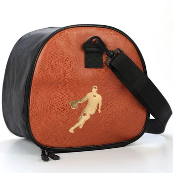 

Fitness Single Shoulder Detachable Strap Exercise Outdoor Sports Double Zipper Soccer Waterproof Basketball Bag PU Leather
