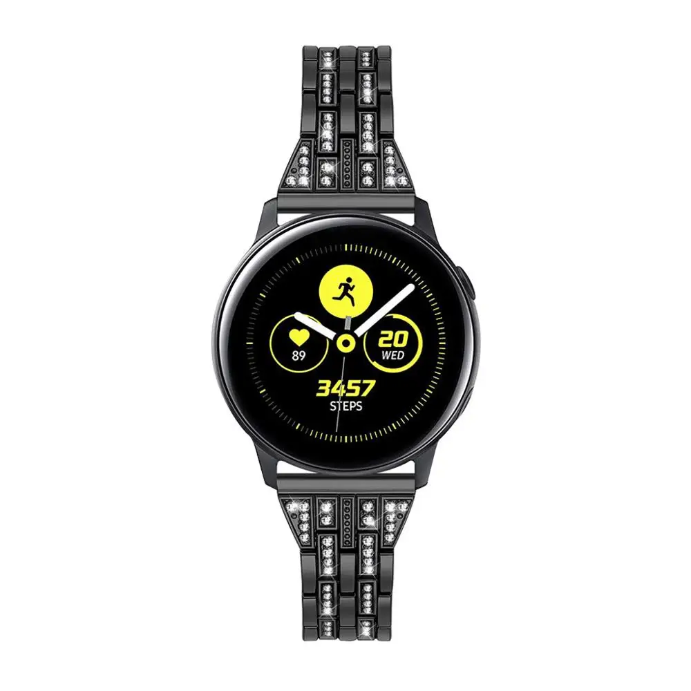 Черный Модный алюминиевый сплав подходит для samsung Galaxy Watch активный полый горный хрусталь Металлический Браслет ремешок для подарков - Цвет ремешка: Черный