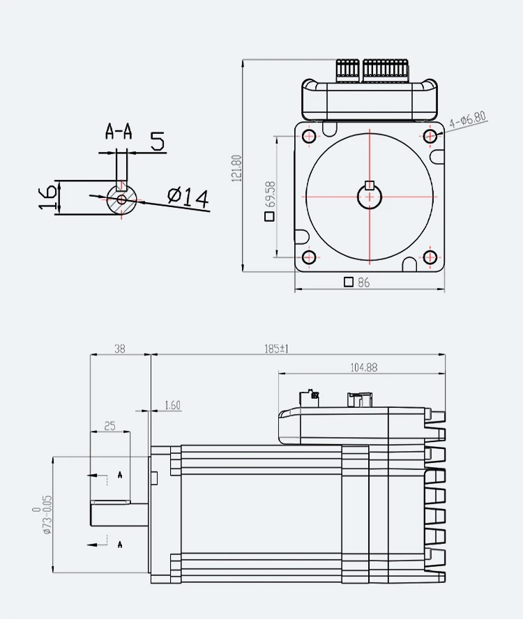 JMC iHSV86-30-66-72 660 Вт интегрированный сервопривод 72VDC 3000 об/мин 2.1нм с 1000 линейный кодировщик