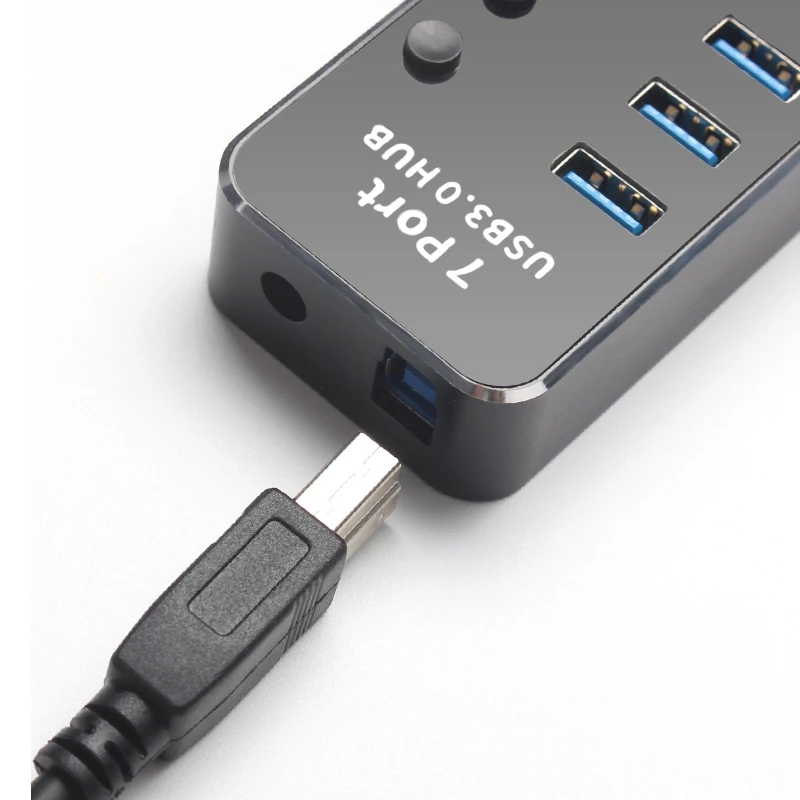 Алюминиевый сплав Многофункциональный USB 3,0 концентратор независимый переключатель светодиодный индикатор высокая скорость передачи 5 Гбит/с Поддержка горячей замены штекер a