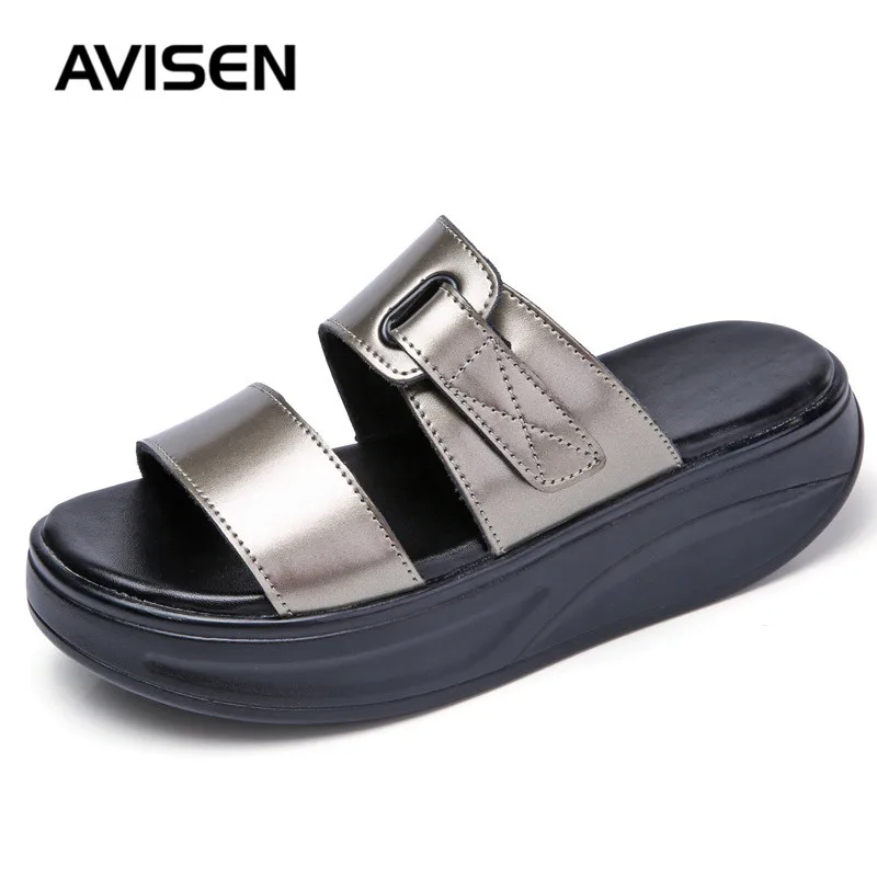 

Summer Women Shoes Non Slip Flat Bath Shoes Woman Slippers Casual Comfortable Leather Ourdoors Women Sandal Slippers