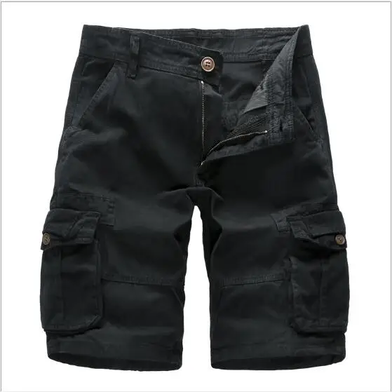 Мужские шорты Лето Горячая Распродажа хлопок сплошной плюс размер по колено мужские шорты модные повседневные свободные шорты с несколькими карманами