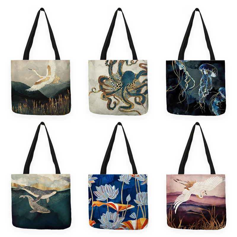 Eco Friendly Crane Designer Tote Bags 1