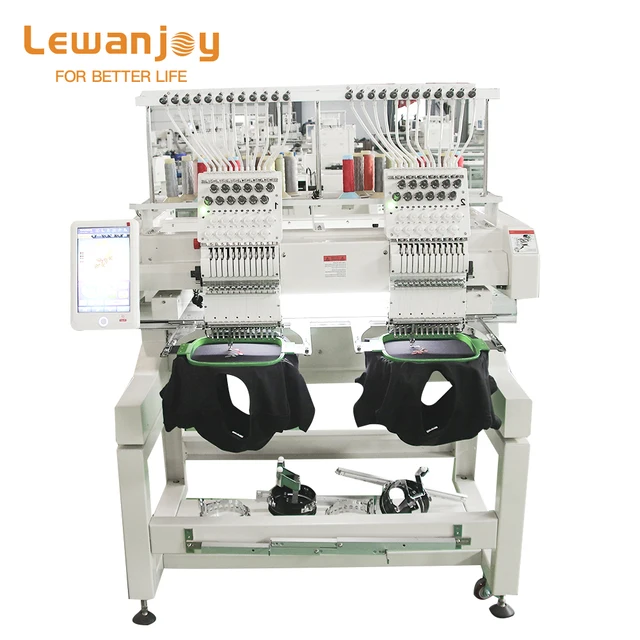 Lewanjoy 1200Rpm Dahao Computer Flat Double Heads Embroidery Machines For T-Shirt Hat Shoes