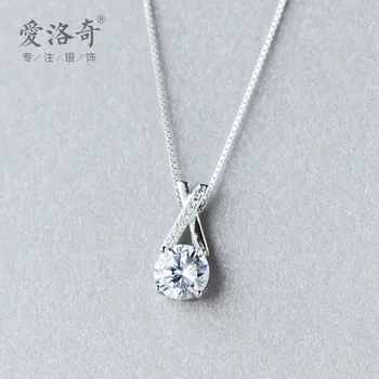 

S925 silver necklace pendant Han Fengsen female day sweet set auger clavicle short chain female D1513 cross necklace