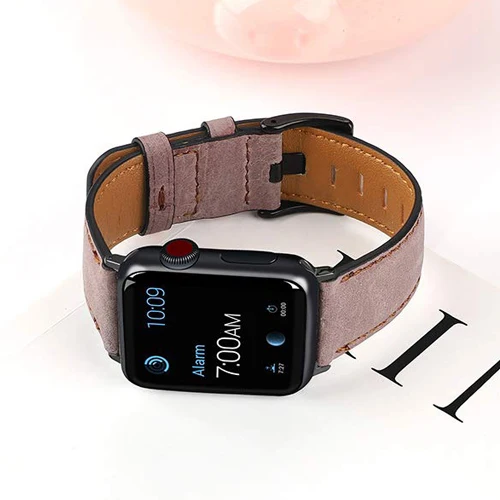 pink Ретро-стиле, из натуральной кожи, ремешок для apple watch 5 4 полосным 44 мм 40 мм, 42 мм, 38 мм, версия ремень наручных часов iwatch серии 5/4/3/2/1 браслет аксессуары - Цвет ремешка: pink