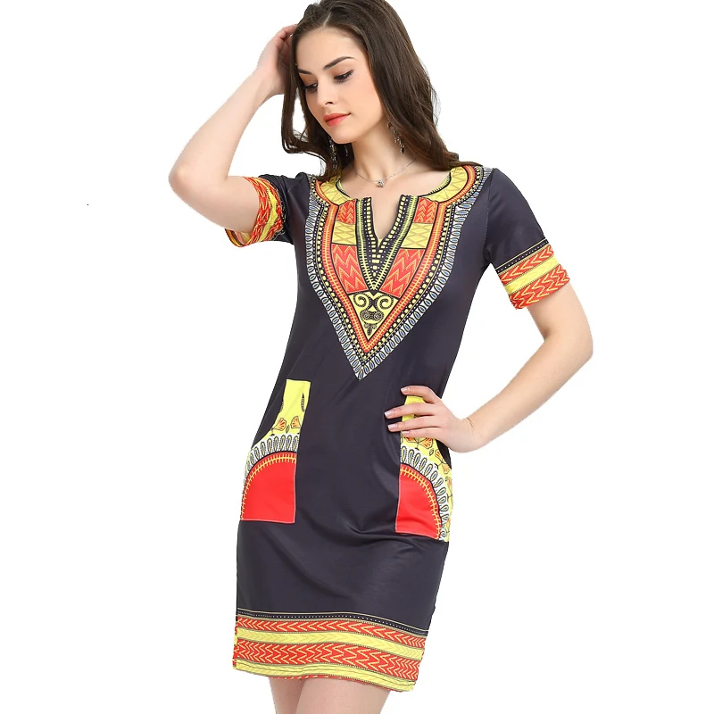Африканские платья для женщин, винтажное платье Дашики, халат, повседневный Африканский принт, дамские индийские платья размера плюс, женская одежда