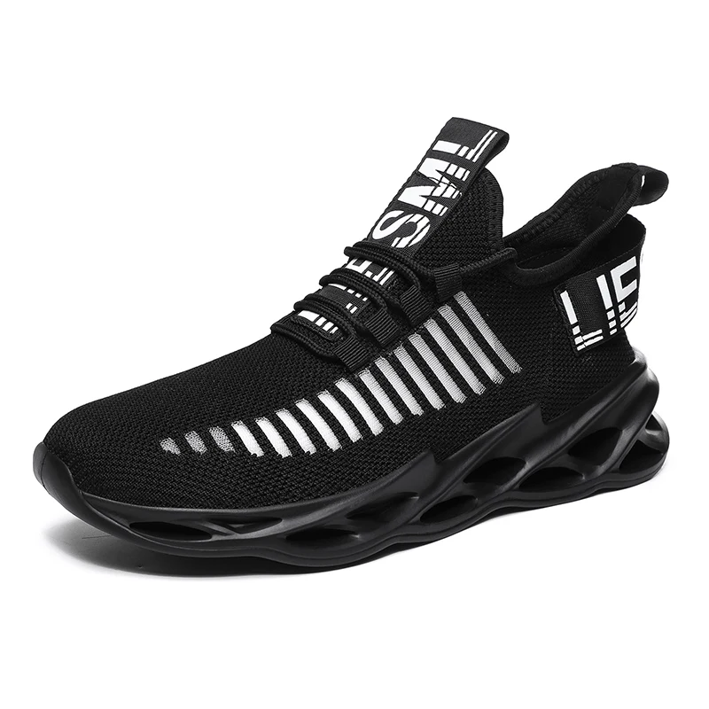 Мужская повседневная обувь; Легкая сетчатая обувь; противоударные дышащие мужские кроссовки, визуально увеличивающие рост; Мужская Спортивная обувь для ходьбы; размеры 39-46 - Цвет: Black