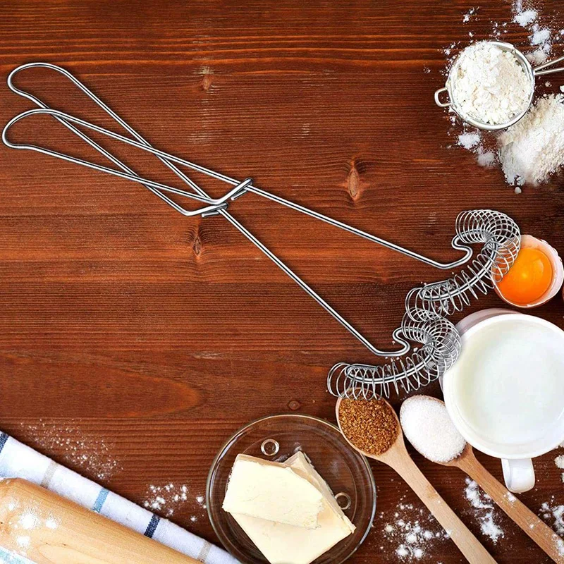 Egg Beater 2 Pieces Whisk Egg Small Whisk Whipper Stainless Steel Egg Flat Spring Coil Frother, Milk and Beater