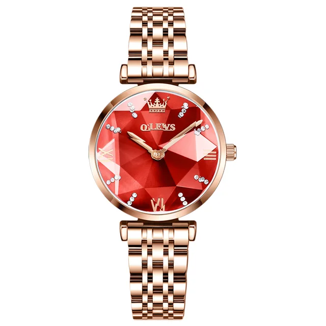 OLEVS Quartz Watch for Women Ladies Fashion Wrist Watch Red