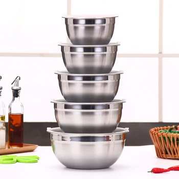 

Stainless Steel Mixing Bowls Non Slip Nesting Whisking Bowls Set Salad Cooking Storage Bowls With Lids Sealed Bowl Kitchen Tools