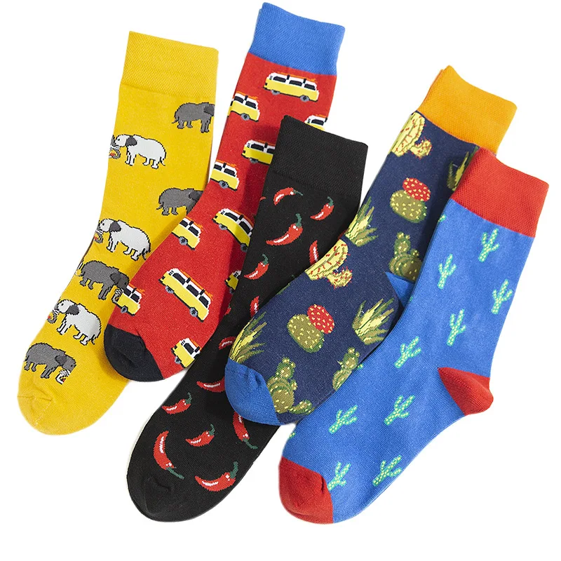 

New Arrivl Colorful Women Socks Cactus Japanese Funny Art Harajuku Red Socks for Girls Retro Hipster Socks Set