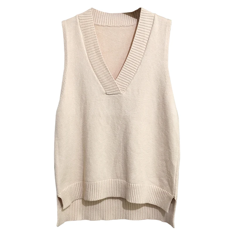 

V-Neck Knitted Vest Women'S Sweater 2020 New Autumn And Winter Korean Loose Wild Sleeveless Simple All-Match