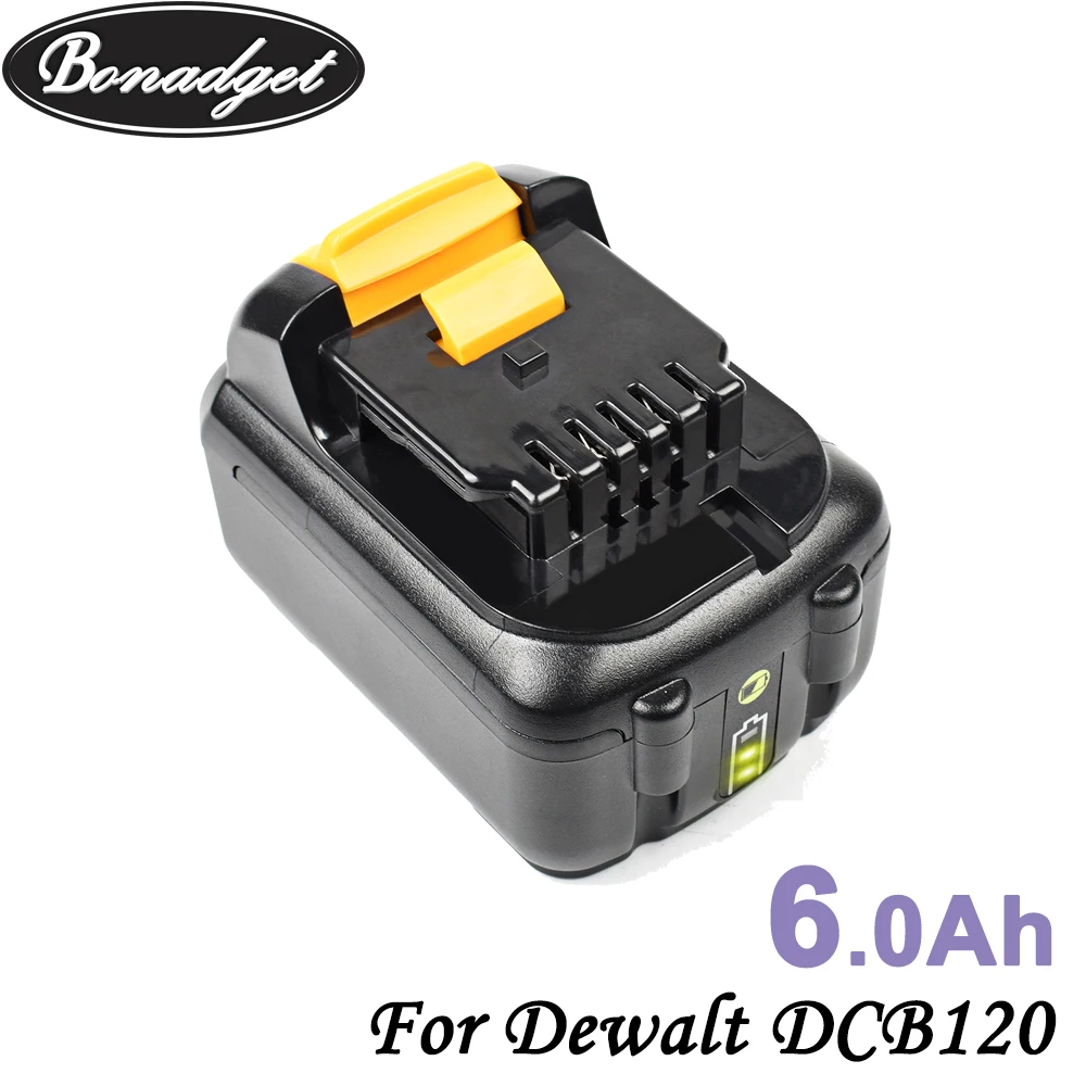 

Bonadget 6000mAh 4000mAh Replacement DCB120 Battery For Dewalt 10.8V DCB120 DCB121 DCB123 DCB125 Power Tool 6.0Ah Li-Ion Battery