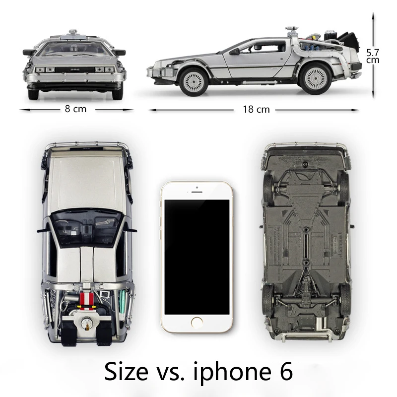 Pаспродажа Резиновые литья под давлением 124 макет машины игрушки Delorean для кино Back to The Future часть 1 2 3 DMC 12 металлический Игрушечная машина из сплава для д...