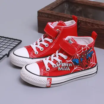 

Boys New Cartoon Spiderman Hight-top Canvas Shoes Kids Anti-slip Korean-style Casual Sneakers