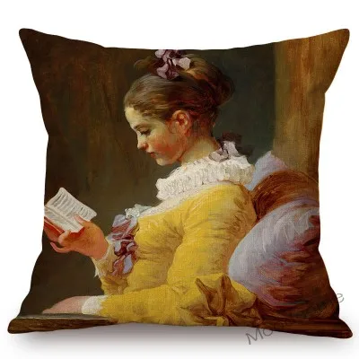 Стиль рококо, швейный считыватель, девочка, украденный поцелуй, известная масляная Подушка с изображением, чехол, Жан Honore Fragonard, диван, наволочка - Цвет: T373-6