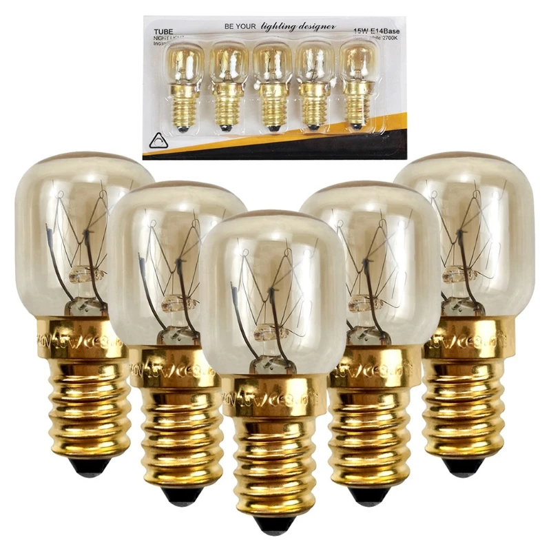 220V E14 300 Degree High Temperature Resistant Microwave Oven Bulb Cooker Lighting Bulb 15W 5pcs
