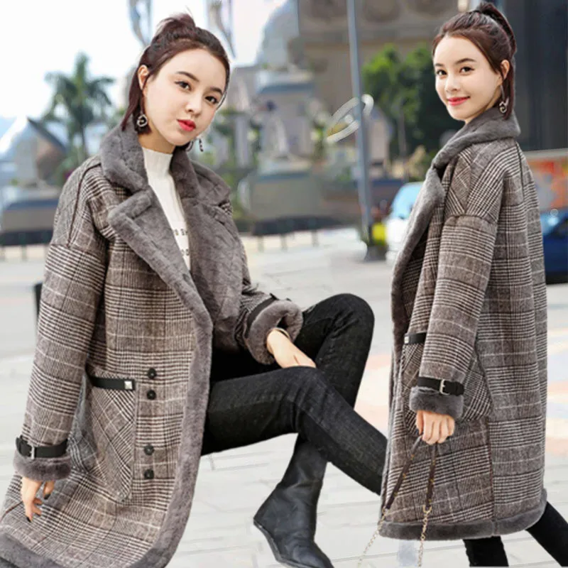 

Autumn Retro Street Single-breasted Blended Wool Long Jacket Large Lapel Belt Buckle Vertical Collar Wool-like Warm Winter Coat