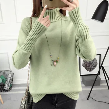 

Woman Sweater with Solid Color Autumn and Winter New Style Korean Version Pullover Long Sleeve Thickening Sweater Loose
