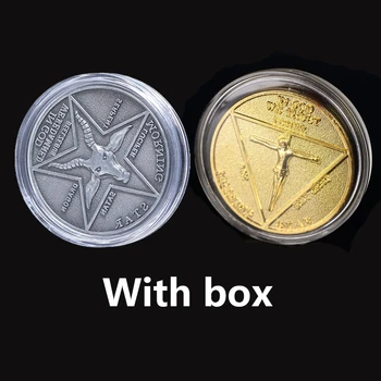 

MIDY Wholesale Lucifer Morning Star Satanic Coin Metal Keychain Double-sided Badge Specie Souvenir Keyring Men Gift With Box