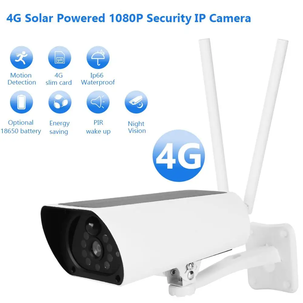 Ip камера 4G на солнечных батареях 1080P HD наружная Водонепроницаемая CCTV ночного