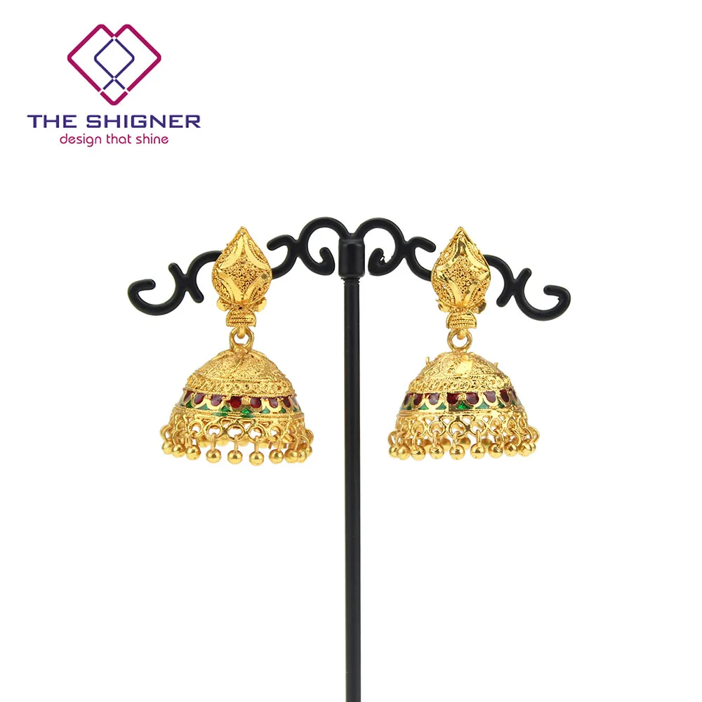 THE SHIGNER античные этнические индийские Золотые птичьи клетки Jhumka Jhumki серьги индийские классические племенные традиционные висячие серьги ювелирные изделия