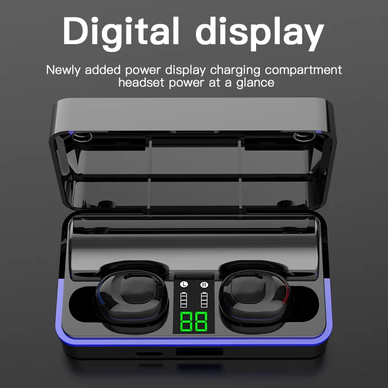 Модные наушники W12 TWS Bluetooth 5,0, беспроводные наушники с 2600 мА · ч, мини-наушники, гарнитура, стерео спортивные наушники