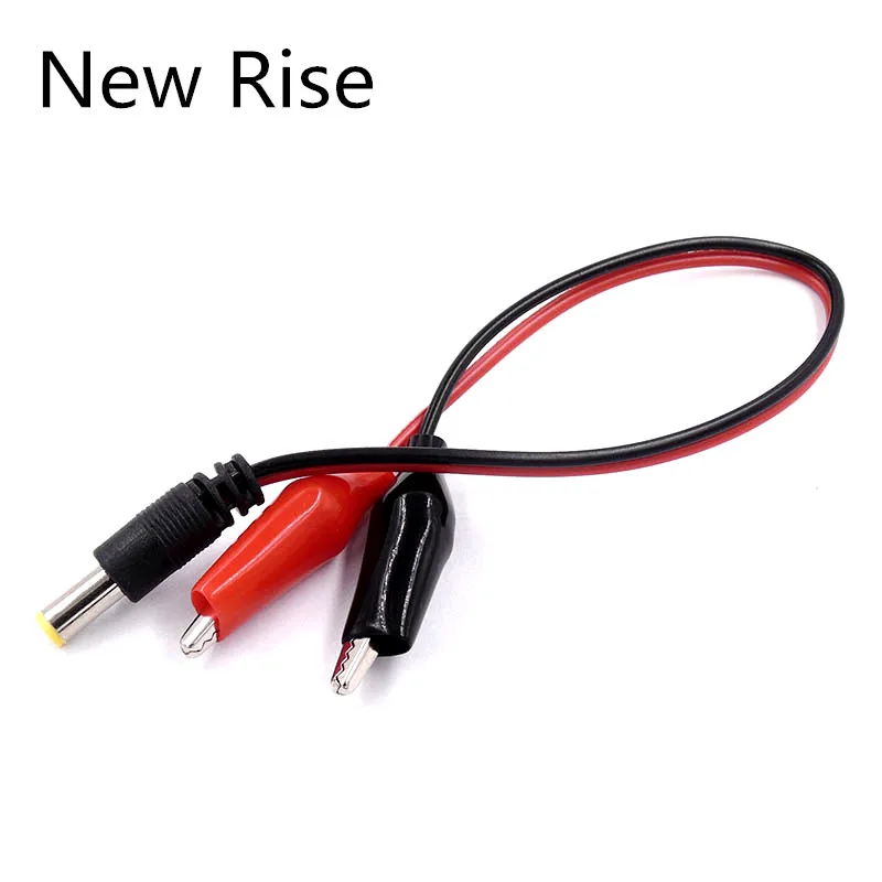 Alligator clip to 1 Male DC power plug connector adapter 20cm Wire DC 5.5*2.1mm Red black clips Crocodile test leads 1PC 2 alligator clips test leads