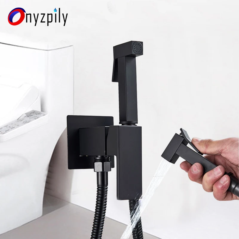 

Onyzpily Bidet Faucet Brass Shower Tap Washer Mixer Cold Hot Water Mixer Crane Square Shower Sprayer Head