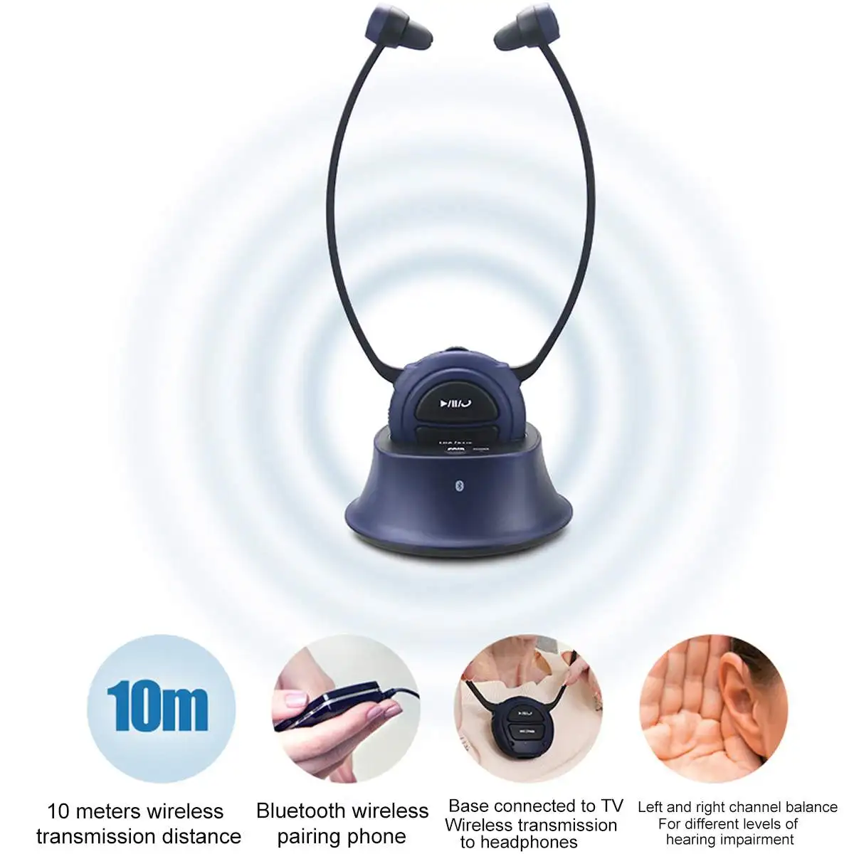 

Elderly Hearing Aid Pocket Sound Amplifier Headset Wireless bluetooth Headset NFC Pairing Adjustment Volume Indoor 20Hz-20KHz