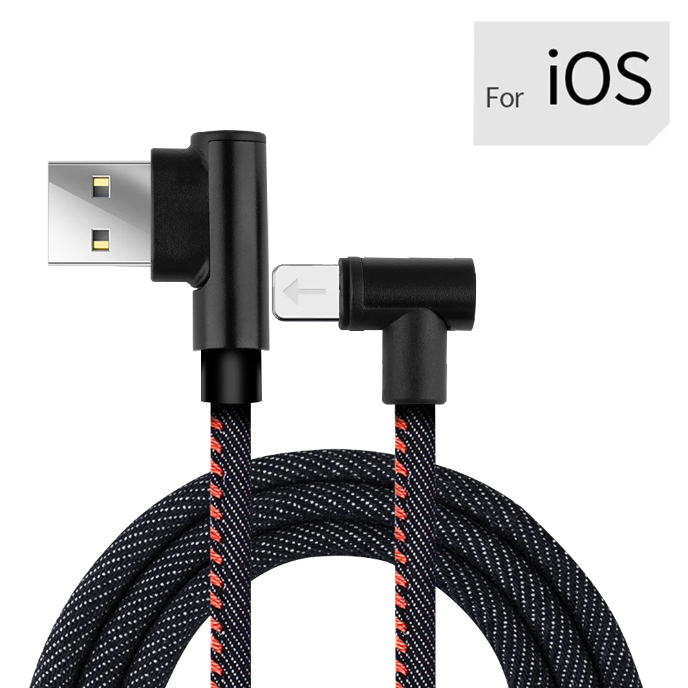 2 м кабель для быстрой зарядки huawei type-C кабель для iPhone Micro USB кабель для Xiaomi Redmi Быстрая зарядка провод передачи данных - Цвет: Black For IOS