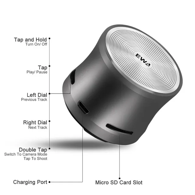 EWA A109 Mini Wireless Bluetooth 5.0 Speaker Big Sound Bass For Phone/Laptop/Pad Support Micro SD Card Portable Loud Speakers 6