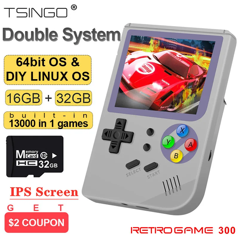 Ретро игровая консоль RG300 двойная система сделай сам Linux 2 8 дюймовый IPS экран
