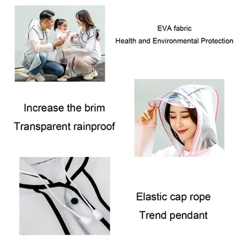 

Adult Poncho Rain Coat EVA Transparent Fashion Fishing Waterproof Hooded Accessory Hiking Camping With Hat Rainwear Button