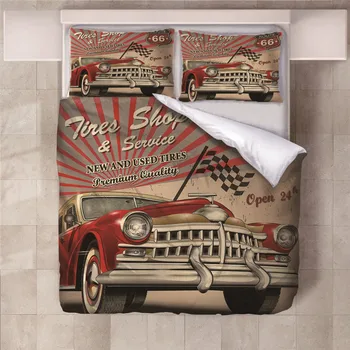 

2/3pcs Bedding Set Printed Car Retro Marble Bed Sets Duvet Cover European Size King Queen Quilt Cover Comforter Cover